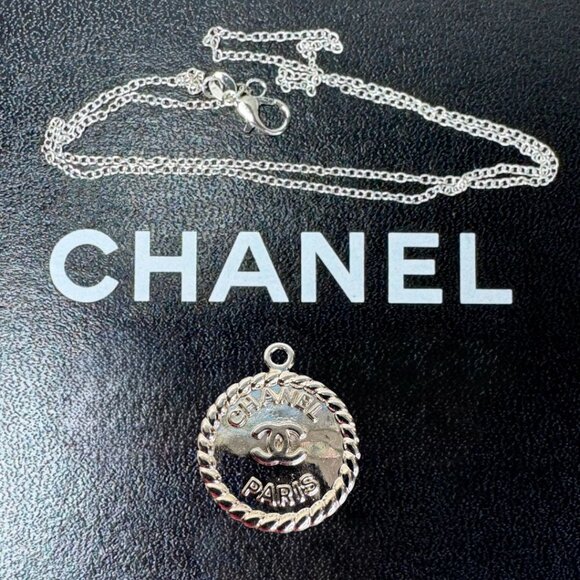 Chanel Double Sided 5 Charm - Authentic Charm & Unbranded Silver-tone Chain - Picture 1 of 5